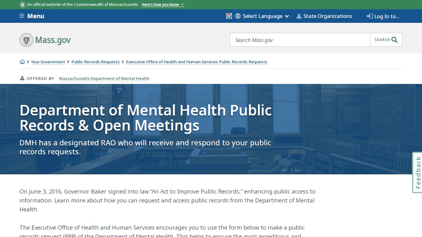 Department of Mental Health Public Records & Open Meetings